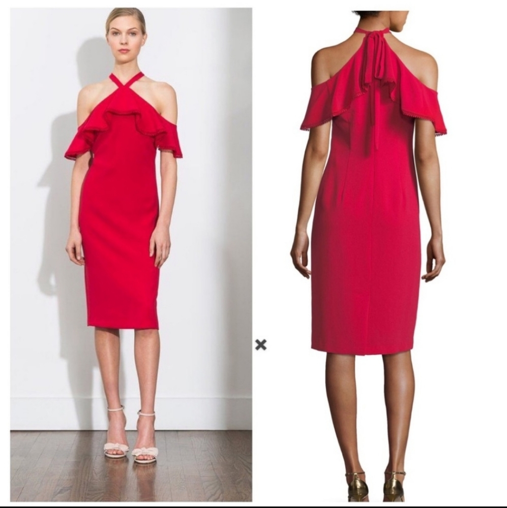 Shoshanna Red Laight Cold Shoulder Dress- GORG!!